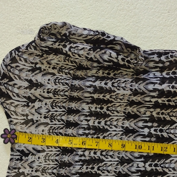 🖤 H&M Soft Sheer Black, White, Gray, Tan Print Sleeveless CoverUp Tunic Top US2 - Picture 7 of 12